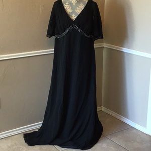 Beaded Silk V Cut Scoop Zipper Back Short Bell SLV